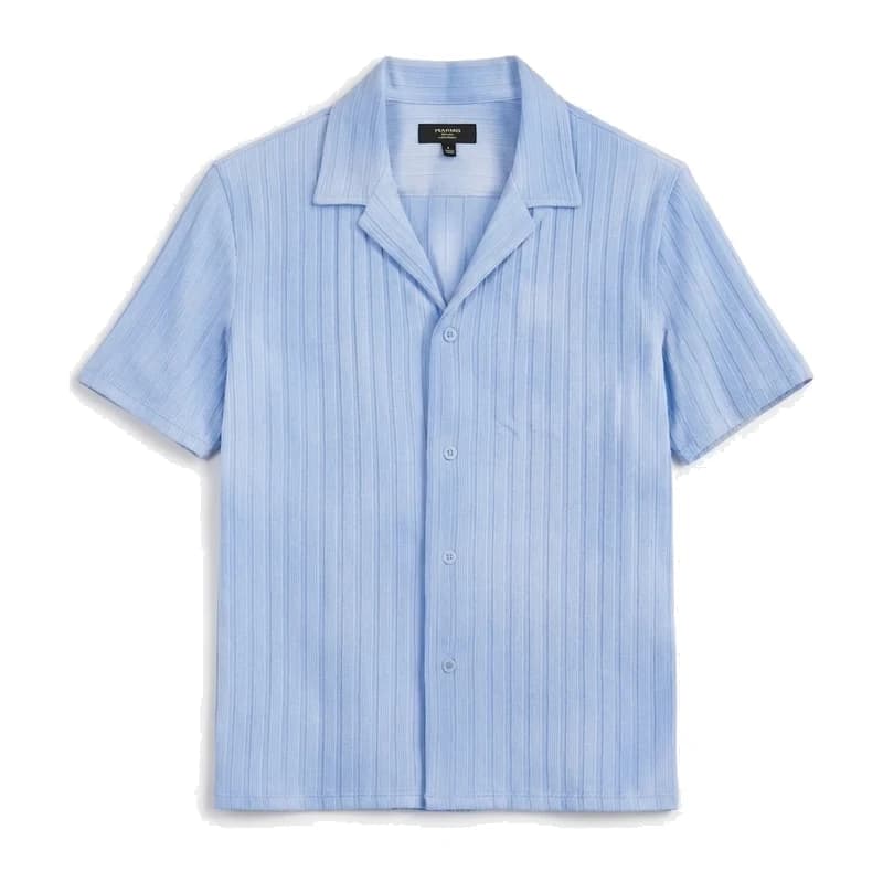 Light blue pleated resort shirt